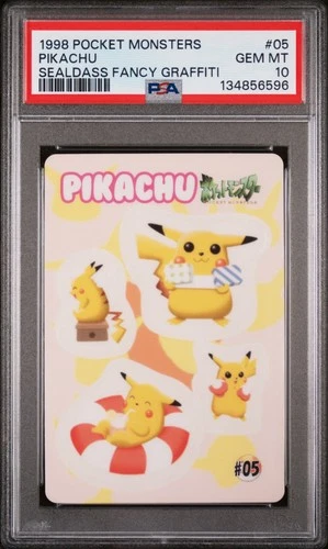 1998 POCKET MONSTERS SEALDASS FANCY GRAFFITI #05 PIKACHU PSA 10