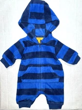 ESSENTIALS fleece coverall blue/navy STRIPED motif size PREEMIE