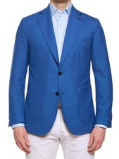 SARTORIA PARTENOPEA "Napoli2" Blue Wool Unlined Jacket