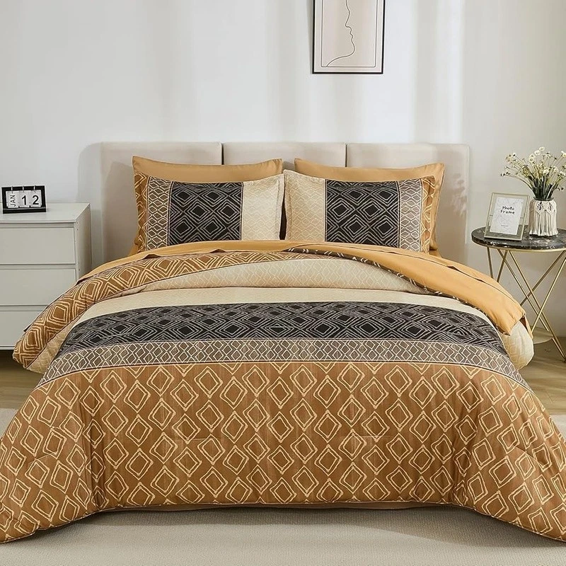 Juego de Edredón King 7 Piezas Boho Moderno Rayas Ropa de Cama Cama en Bolsa Regalo Nuevo Foto 3 de 4