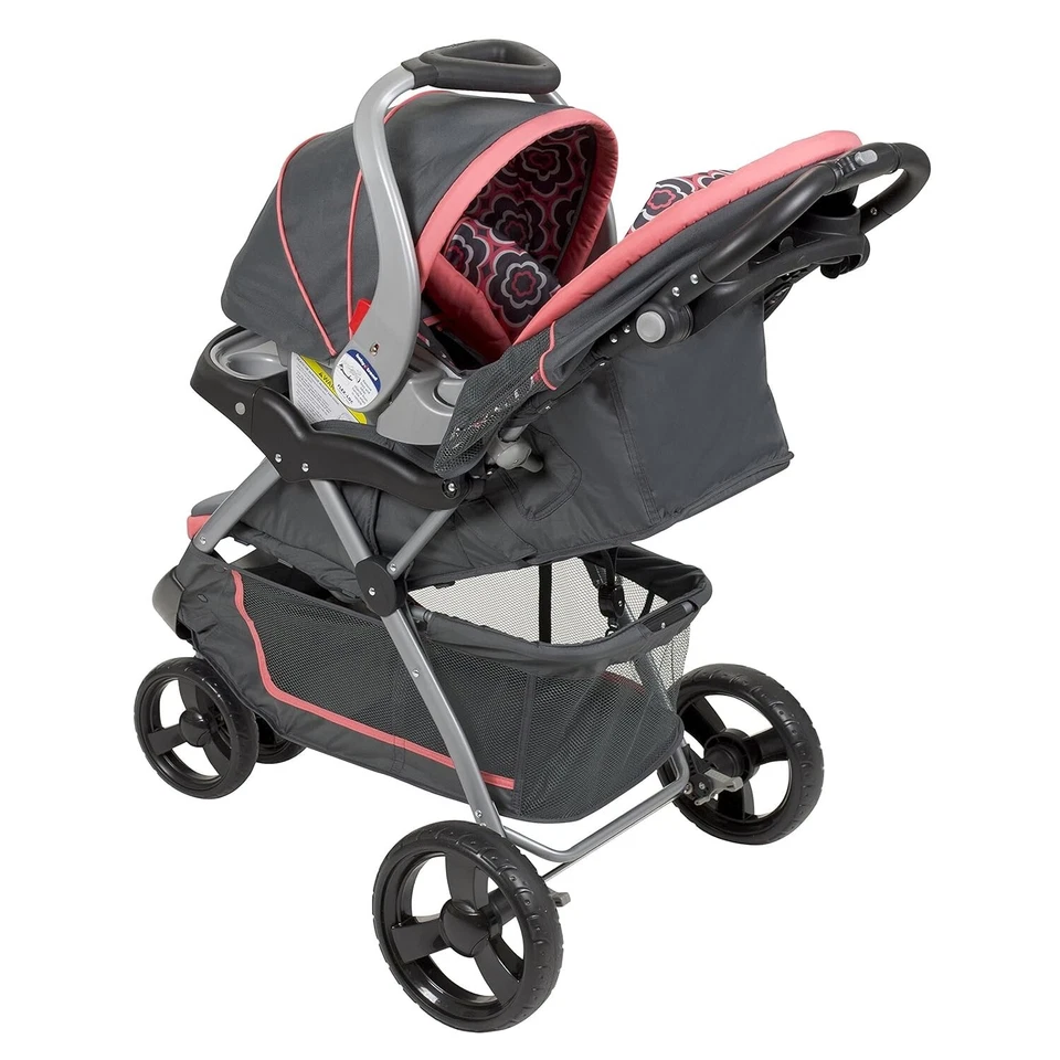 EZ Flex-Loc Coral Floral Travel System: Stroller & Car Seat Combo for Newborns - Image 4 of 4