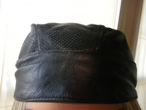 NEW Diamond Plate Genuine Leather Skull Cap Summer Motorcycle Attire