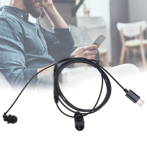 USB Type C Earbud, Single-Earbuds with Microphone Spring Coils Reinforced Cord - Picture 5 of 8