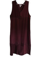 Coldwater Creek XL Dress Lyocel Tencel Wine Women's Size Lagenlook Maxi NEW