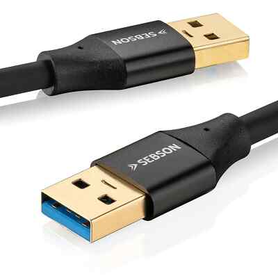 USB Kabel A Stecker auf A Stecker 3m USB 3.0 Datenkabel 5Gbit/s vergoldet SEBSON