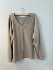 Anrabess Women's Knit Top Size S  V Neck Long Sleeves