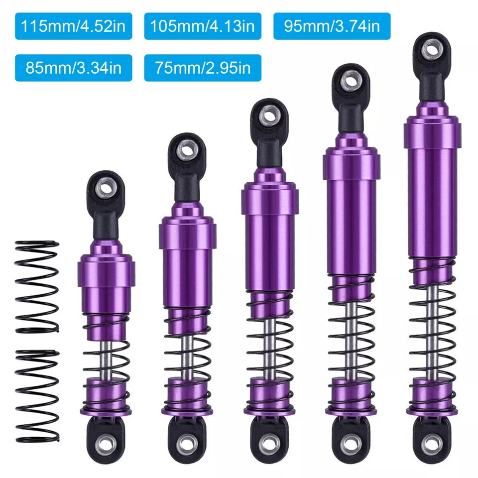 Purple 4PCS 75-115mm Big Bore Shocks Oil Filled For TRX4 LCG SCX10 RC Crawler - Image 4 of 4