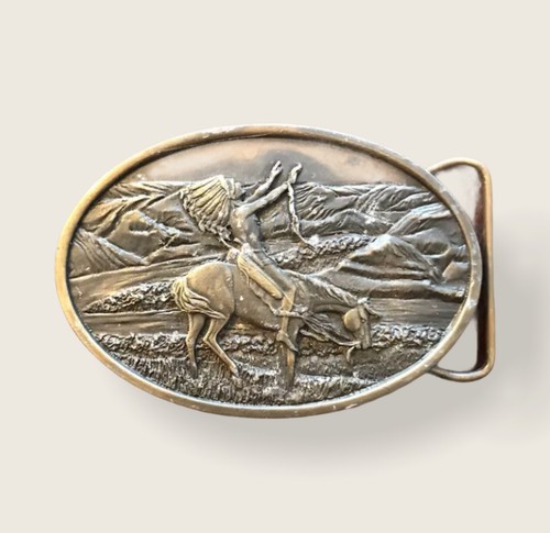 VTG Chief Joseph Belt Buckle American Indian Saga Brass Works Siskiyou 1977