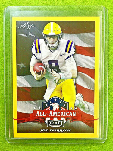 JOE BURROW ROOKIE CARD JERSEY #9 LSU 2020 Leaf Football All American GOLD INSERT - Picture 1 of 12