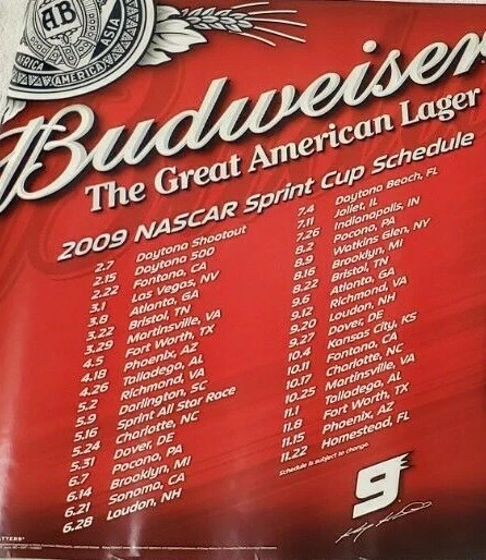 Budweiser #9 Kasey Kahne - 2009 Nascar Sprint Cup Schedule 27" X 19" Poster - Image 4 of 4