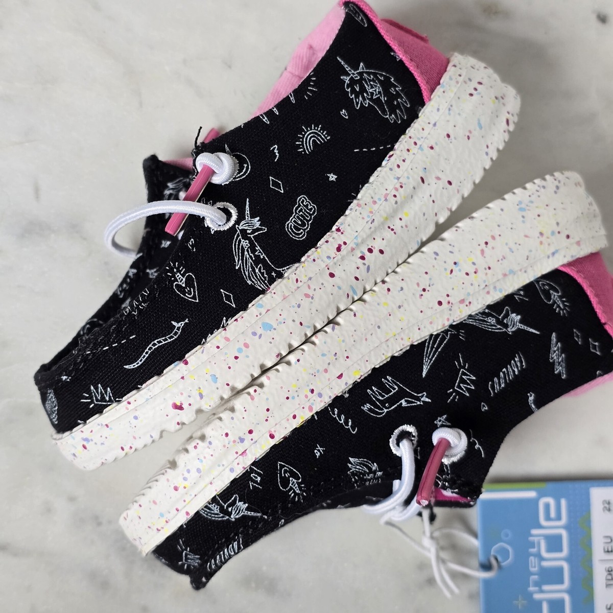 Hey Dude Wendy Toddler Unicorn Sz 6 Black Pink Slip on Shoes Hey Dude Wendy Toddler Unicorn Sz 6 Black Pink Slip on Shoes