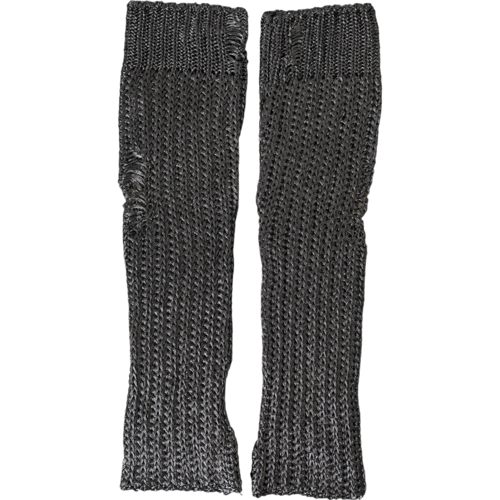 DOLCE & GABBANA Gloves Gray Viscose Knitted Finger Less Mitten 7.5 / M 530usd