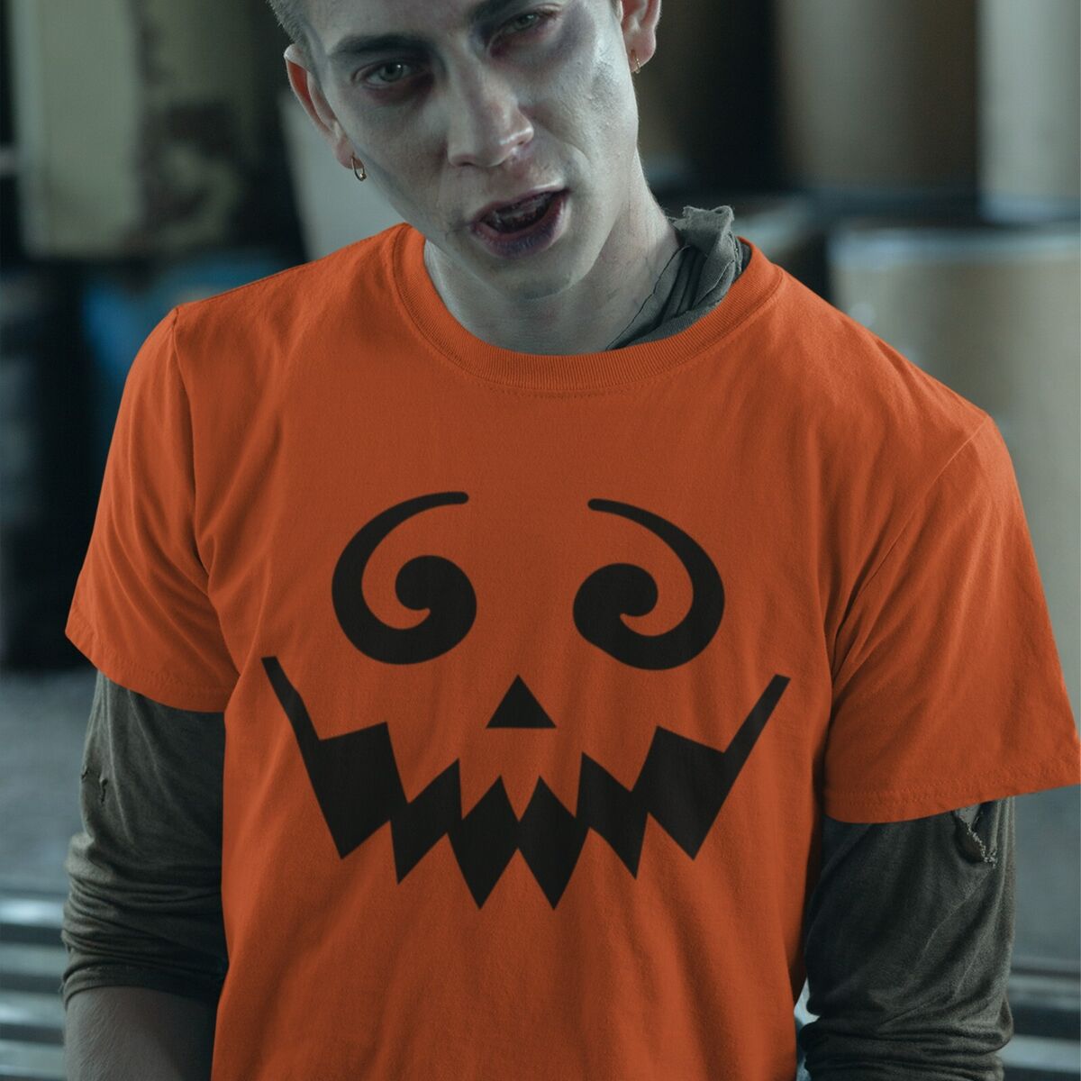 Halloween pumpkin face T-shirt Design Funny and Scary Halloween Tee for  Adult Men's & Women's