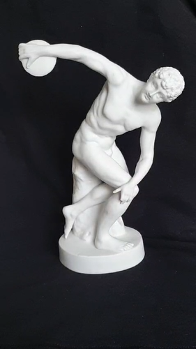 Greek discus launcher porcelain Olympics 30cm, discobolos white damaged - Video 1 of 1