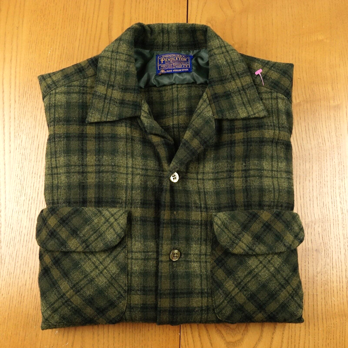Vtg 60s Pendleton Board Shirt Small Men Green Plaid Wool Vtg 60s Pendleton Board Shirt Small Men Green Plaid Wool