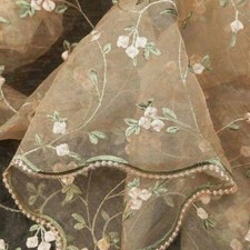 Floral Embroidery Lace Fabric Organza Sheer Mesh for Bridal Dresses Crafts FFGP