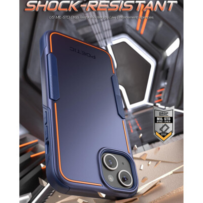 For iPhone15 Plus 6.7''Case Dual Layer Slim Shockproof Protective Cover Navy Blue
