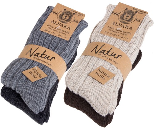 Paquete de 4 pares de calcetines de lana de alpaca BRUBAKER para hombre mujer - Imagen 24 de 79