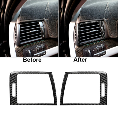 Car Carbon Fiber Dashboard Side Air Vent Outlet Trim For BMW 3Series E46 98-2005