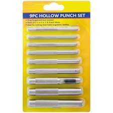 9x HOLLOW HOLE PUNCH SET for LEATHER HOLE GASKET CARD PAPER  PLASTIC BELT LOOP