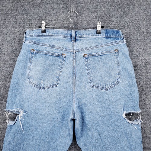 Abercrombie Fitch Jeans Womens 16 33 Blue The 90s Baggy Low Rise Straight Ripped - Picture 13 of 14