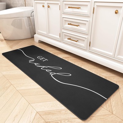 Super Absorbent & Durable Black Bath Mat Runner - 17'' x 48'' for Modern Bathrooms