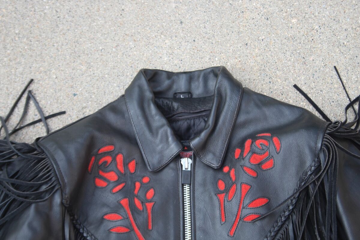 90s vintage rose fringe leather jacket 90s vintage rose fringe leather jacket