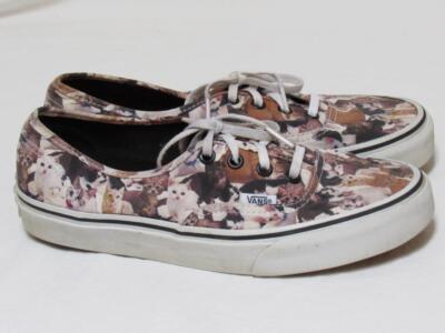 Vans ASPCA Brown Multi Allover Cat Print Low Top Sneakers Women's Size 7.5