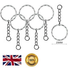 25mm Split Ring 4 Link Chain Silver Keyring Findings Clasp Splitring Key Ring
