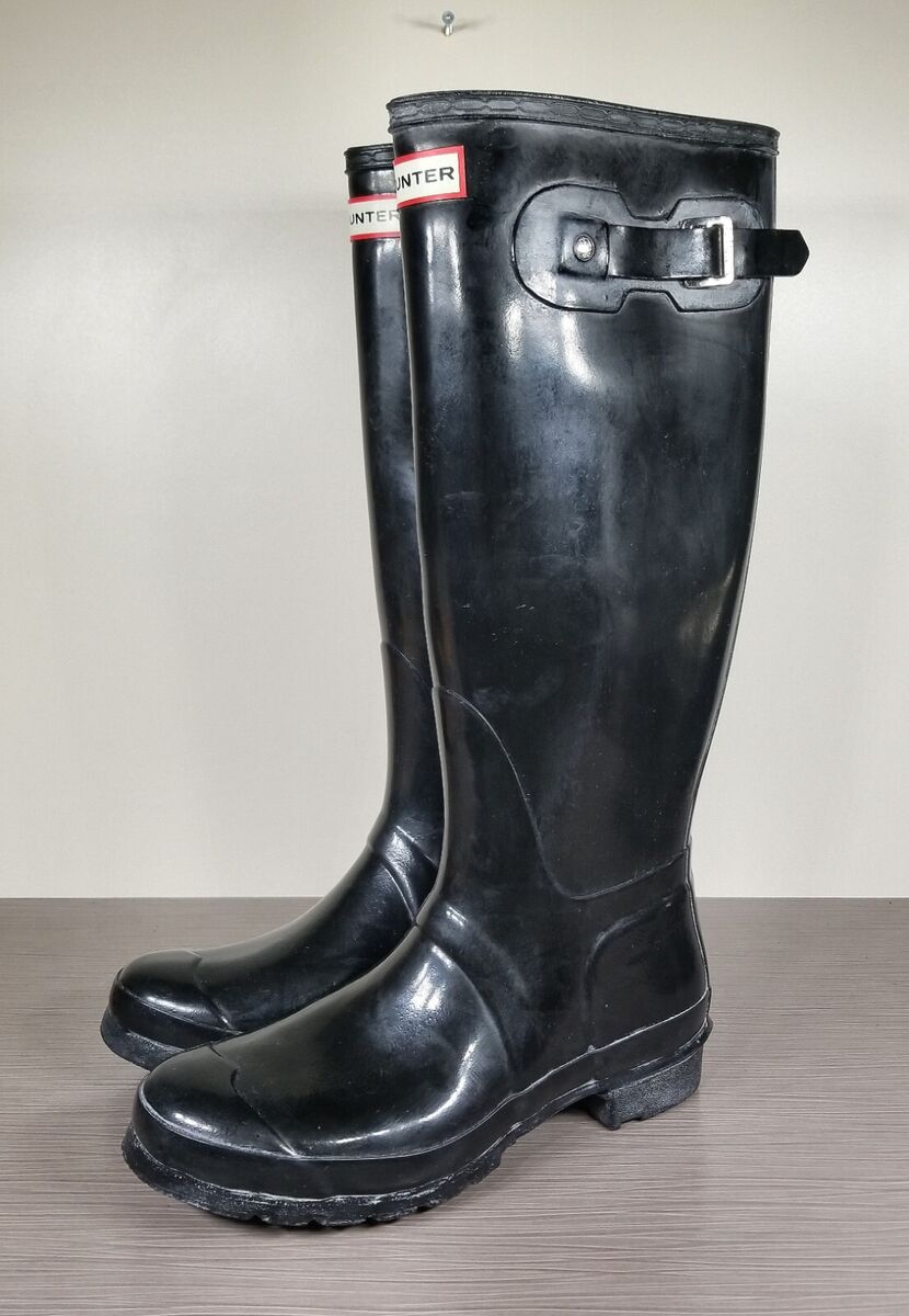 レインブーツ HUNTER WOMEN Original Gloss Tall Rain Boots Black WFT1000RGL Hunter WFT1000RGL Original Tall Black Gloss Rain Boots