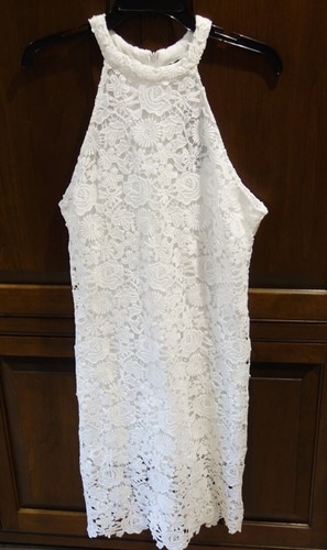 Fashion Collection Sojan Women's White Floral Lace Sleeveless Dress Medium NWT