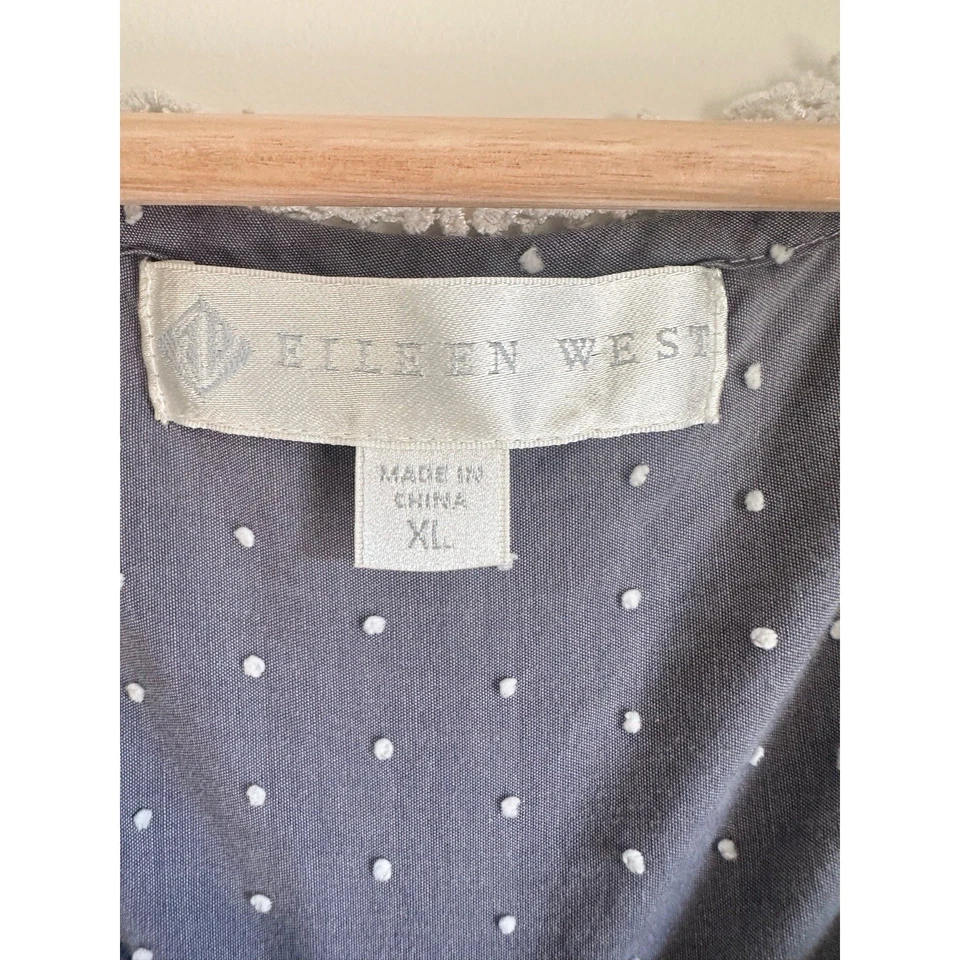 Camisón Eileen West XL Azul Gris Encaje Punto Suizo Sin Mangas Midi Ligero Foto 4 de 4