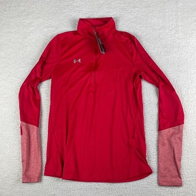 Under Armour Women's Medium Red HeatGear Polyester LS Half Zip Sweatshirt