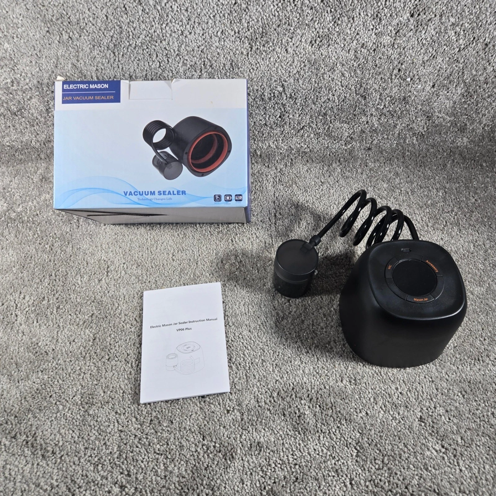 Electric Mason Jar Vacuum Sealer VP06 Plus Black Handheld Portable