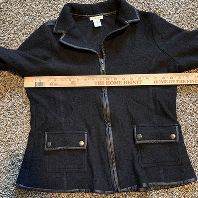 Laura Ashley 100% Wool Y2K Jacket Full Zip Pockets Size Large Minimalist Luxury