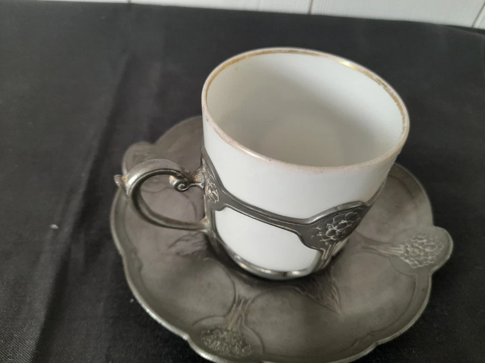 Tasse et soucoupe Art Nouveau GALLIA METAL - Photo 3/4
