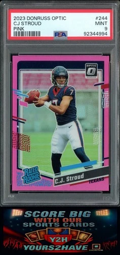 2023 Donruss Optic C.J. Stroud Pink Rated Rookie RC #244 PSA 9 Texans RC