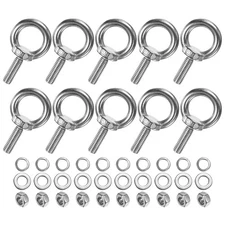 10-Sets Stainless Eyebolt M8x25mm Shoulder Lifting Eye Bolt with Nuts Washers