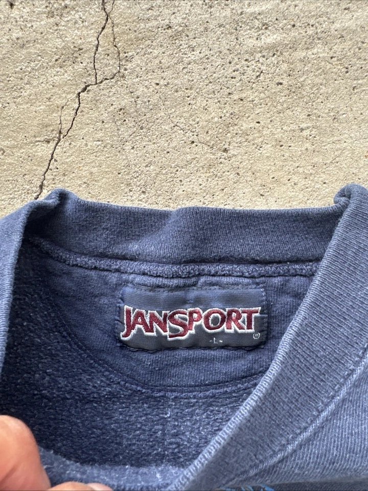 Vintage 90's Lake Superior State University Men's L Heavyweight Crewneck Blue - Image 4 of 4