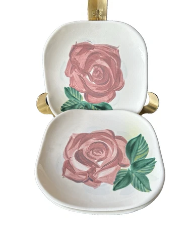 Vintage Red Wing Pottery Lexington Rose Small Plates set Of 6 Bread Dessert 7”