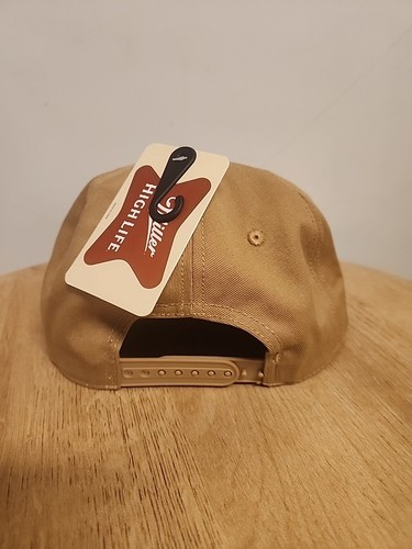 MILLER HIGH LIFE SNAPBACK HUT hellbraun flacher Schnabel UNSTRUKTURIERTES Seil Retro 90er Bier NEU - Bild 4 von 5