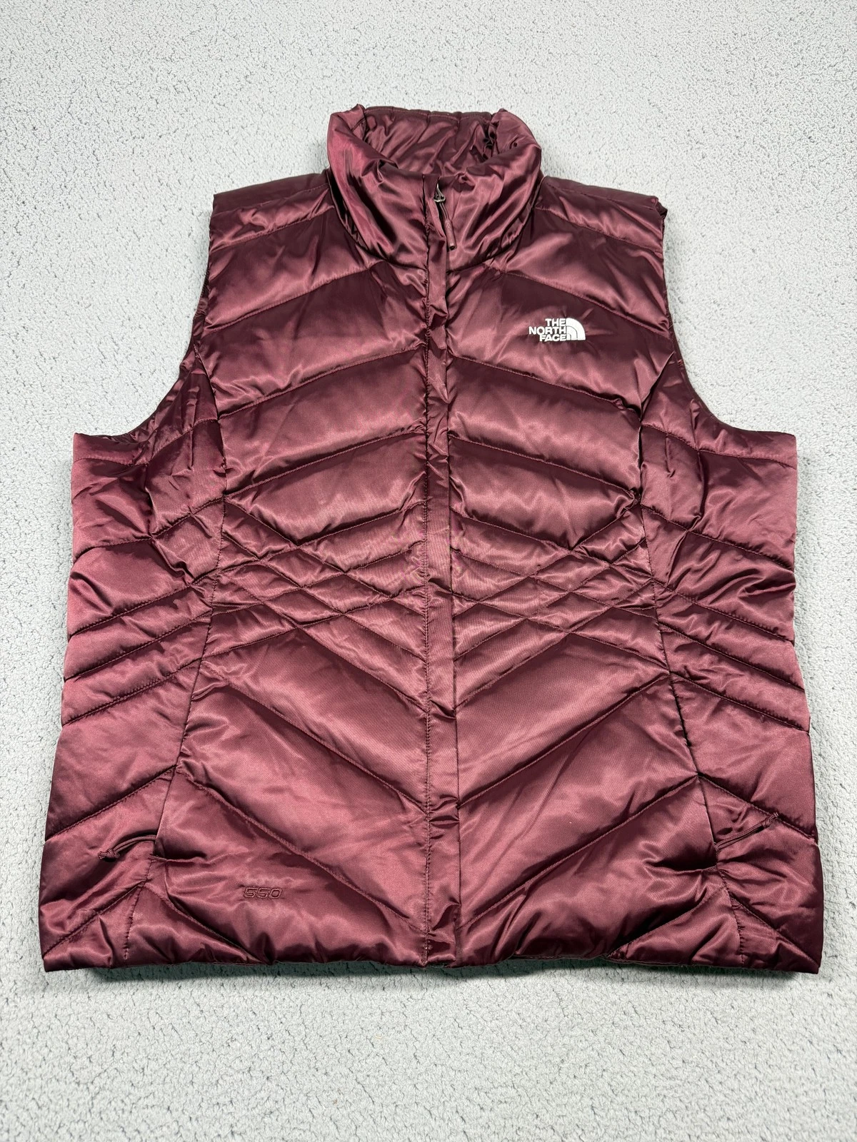 The North Face Aconcagua 550 Down Vest Womens XL Red Quilted Insulated Puffer