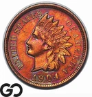 1904 Indian Head Cent Penny, Great Color! Choice Unc+