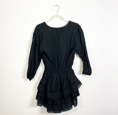 aerie black lace dress Aerie Rock 'N' Ruffle Black Mini Dress XS Lace