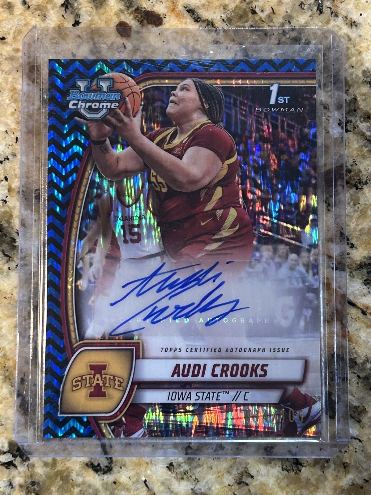 AUDI CROOKS 2024-25 BOWMAN U CHROME 1ST BLACK BLUE STEALTH AUTO /100