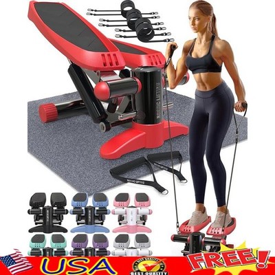 Mini Stepper Machine W/ Resistance Bands Compact Home Cardio Fitness Equipment