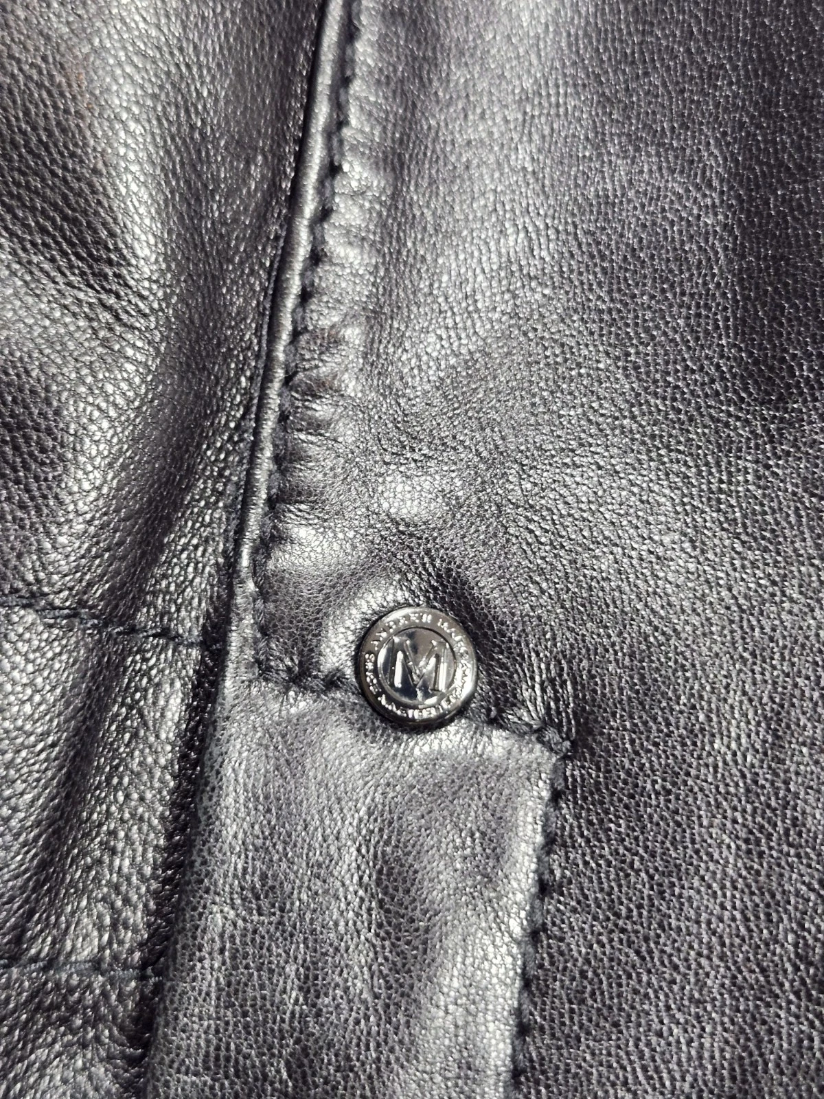 Marc New York Andrew Marc Black Leather Jacket Men M Medium Zip Quilt Lined - product detail image 14