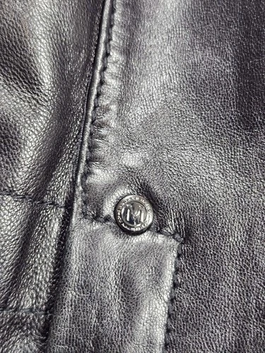 Marc New York Andrew Marc Black Leather Jacket Men M Medium Zip Quilt Lined image 14