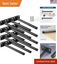 12 Pack 6" Powder Coated Steel Floating Shelf Supports - Invisible Brackets
