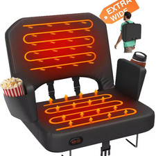 Heated Stadium Seat with Back Support and Armrest, 3-Level Heating, Thick Padded